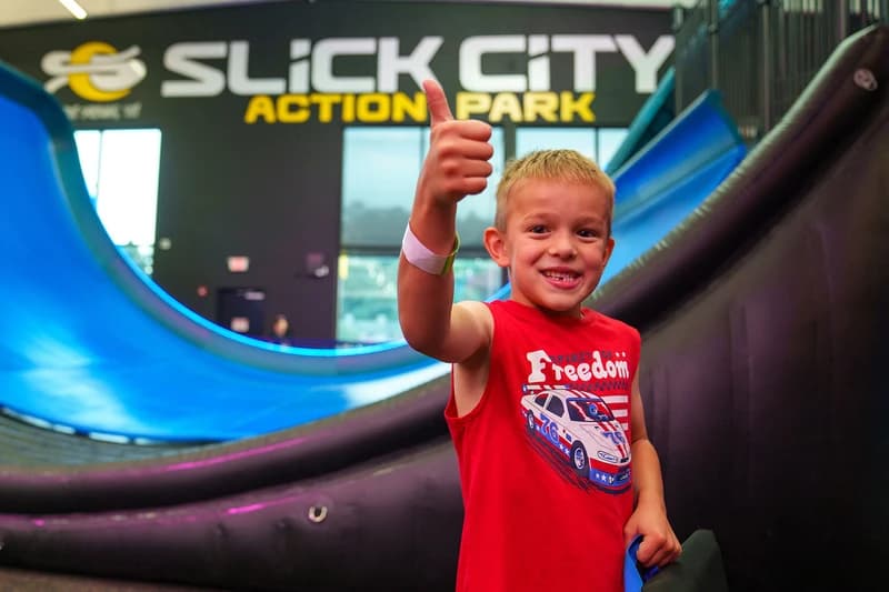 Indoor slides at Slick City Action Park in Pigeon Forge