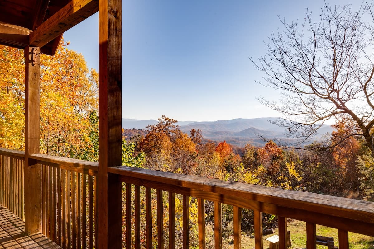 Cabin common area with natural light streaming through windows
