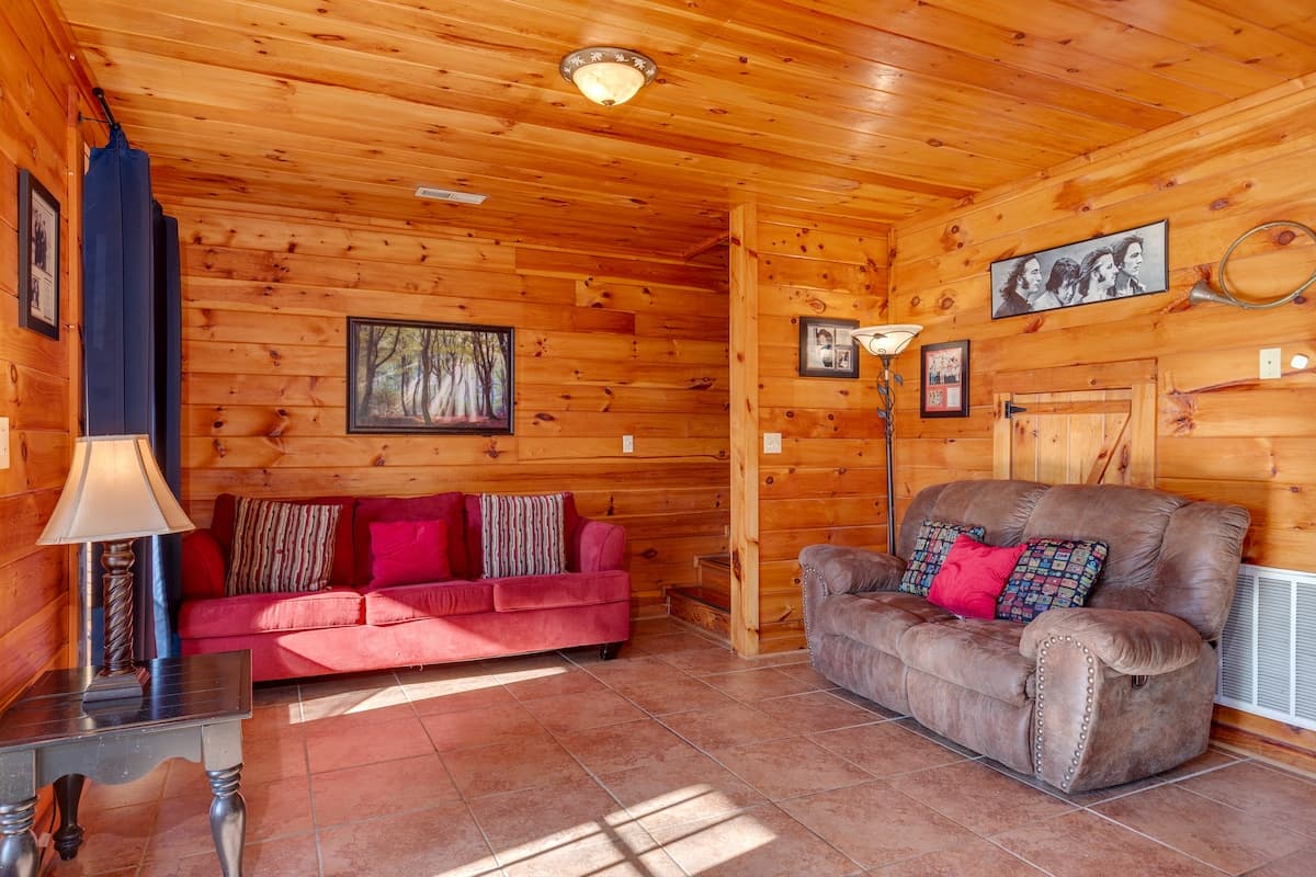 Smart TV and streaming setup in lower level living area