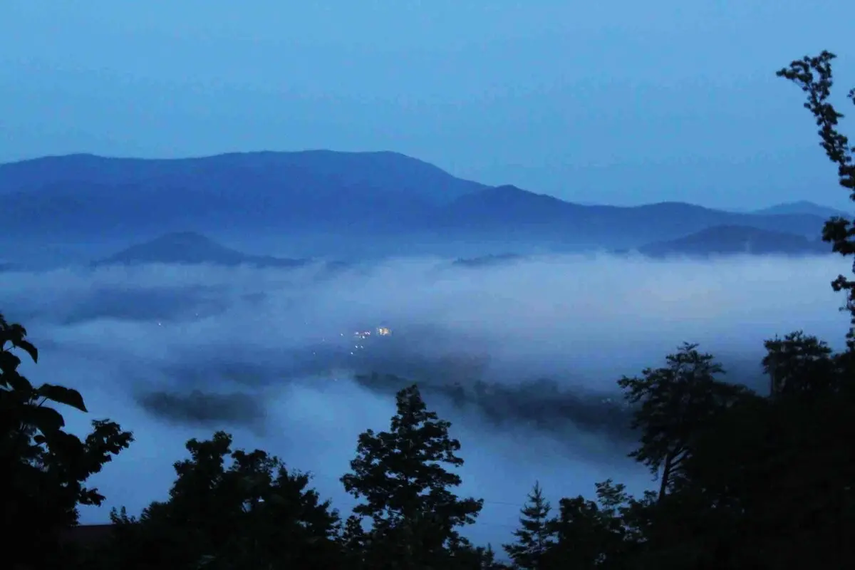 Misty morning view from Thistle Britches