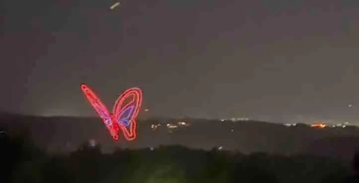 Fireworks over Dollywood seen from the cabin deck